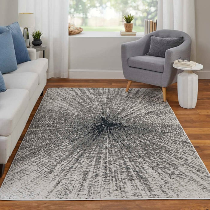 39LTF Ivory/Silver Micah Collection Mid-Century Modern Lifestyle Rug