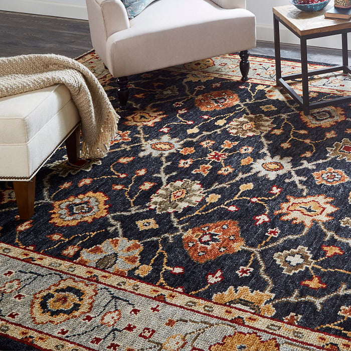 6500F Charcoal/Light Blue Carrington Collection Vintage Lifestyle Rug