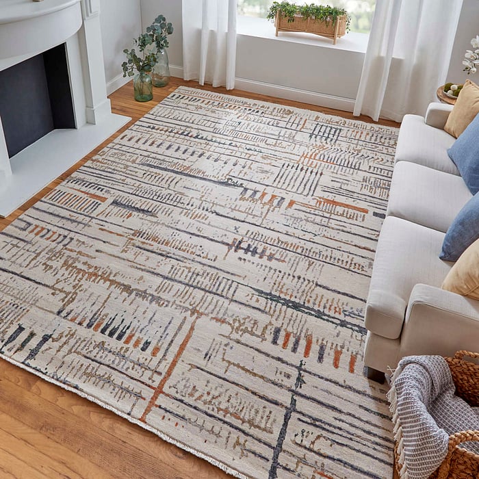 69EIF Ivory/Multi Holden Collection Geometric Fine Rug