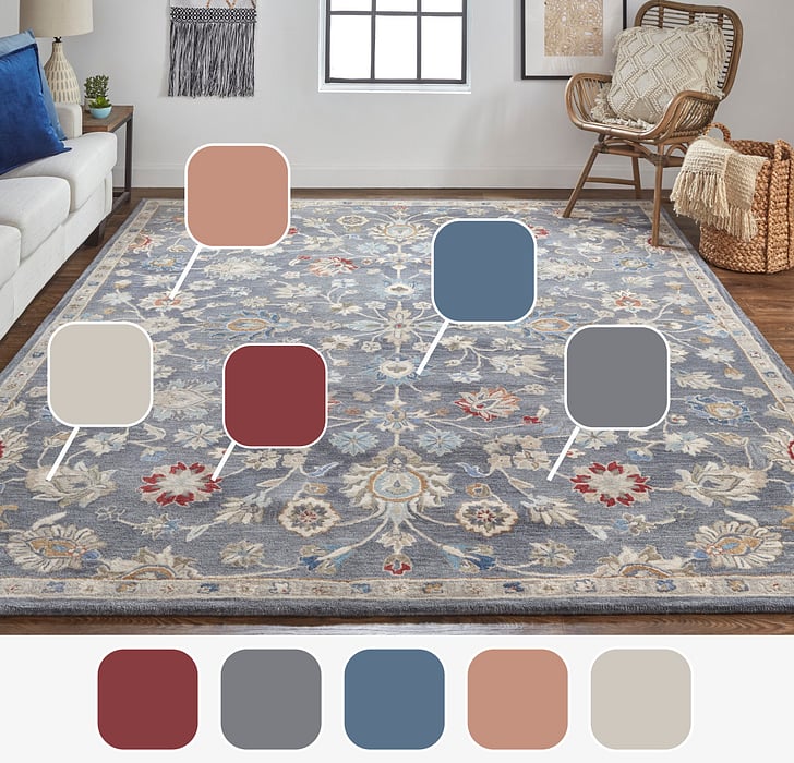 8639F Blue Raylan Collection Vintage Lifestyle Rug