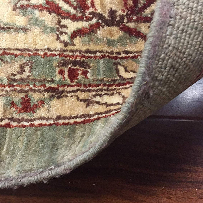 Authentic Handmade fine Pakistan Rug-Real Wool Allover Pattern-Green/Gold-(8 by 10.1 Feet)