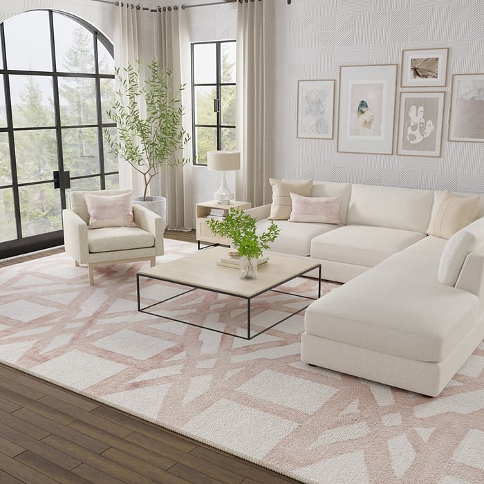 8571F Blush Lorrain Collection Mid-Century Modern Lifestyle Rug