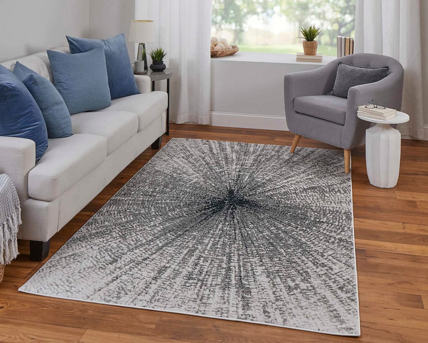 39LTF Ivory/Silver Micah Collection Mid-Century Modern Lifestyle Rug