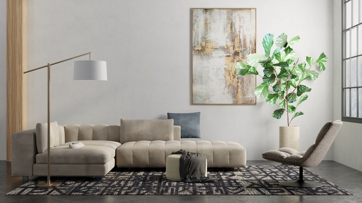 6062L Black/Dark Gray Norah Collection Mid-Century Modern Lifestyle Rug