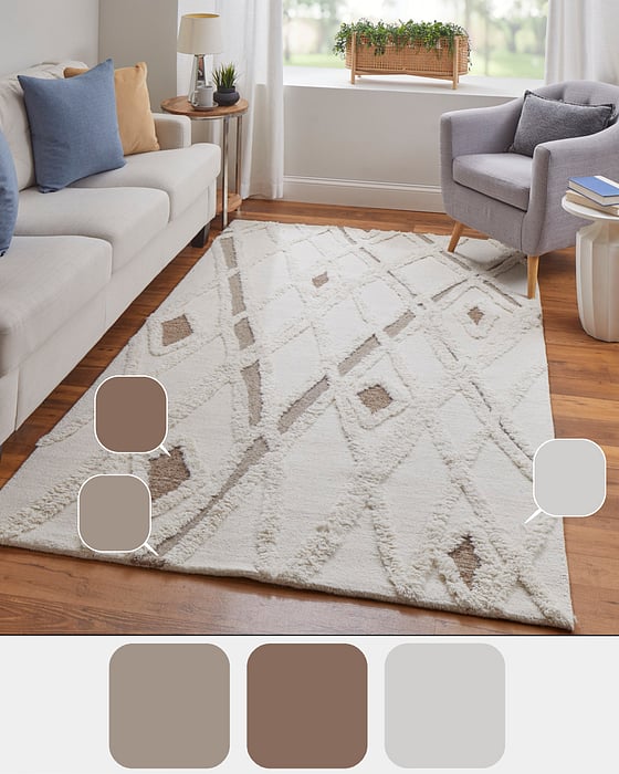 8008F Ivory/Brown Anica Collection Moroccan Lifestyle Rug