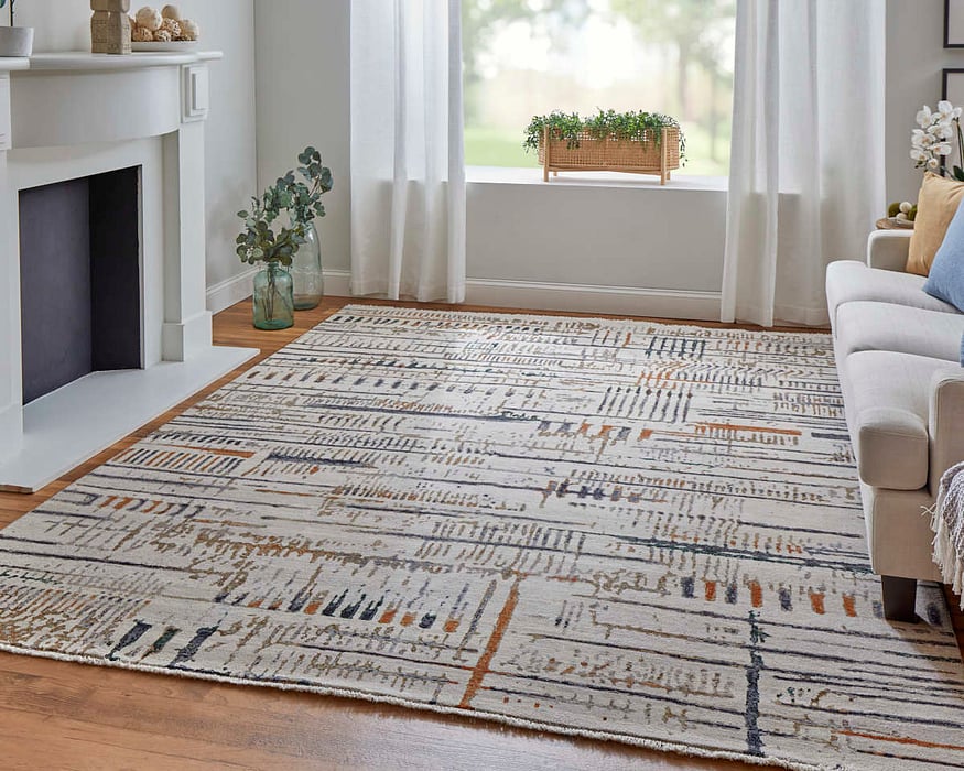 69EIF Ivory/Multi Holden Collection Geometric Fine Rug