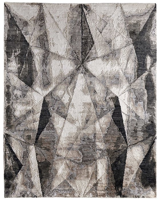69BWF Beige/Charcoal Kessler Collection Geometric Fine Rug