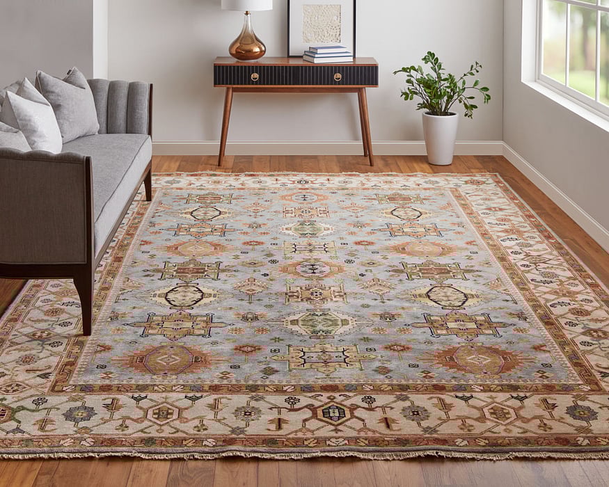 69BEF Blue/Ivory Ralston Collection Persian Fine Rug