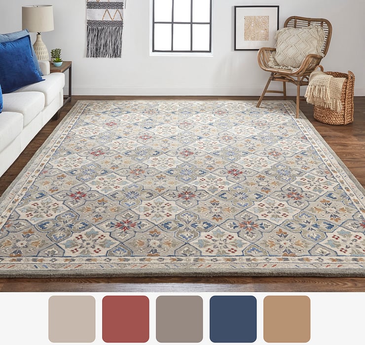 8638F Gray/Multi Rylan Collection Vintage Lifestyle Rug