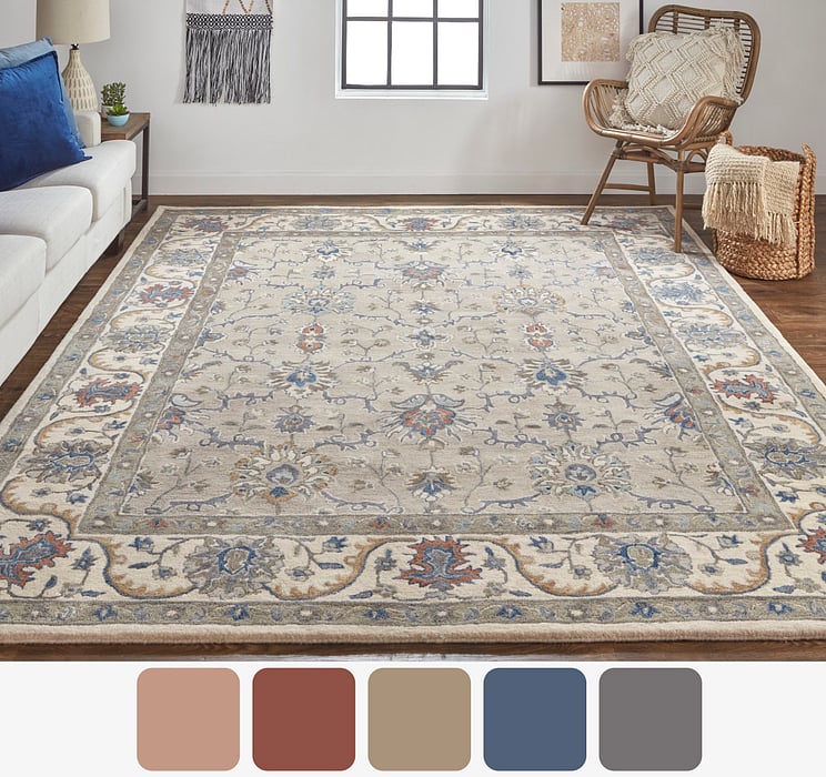 8640F Gray Rylan Collection Vintage Lifestyle Rug