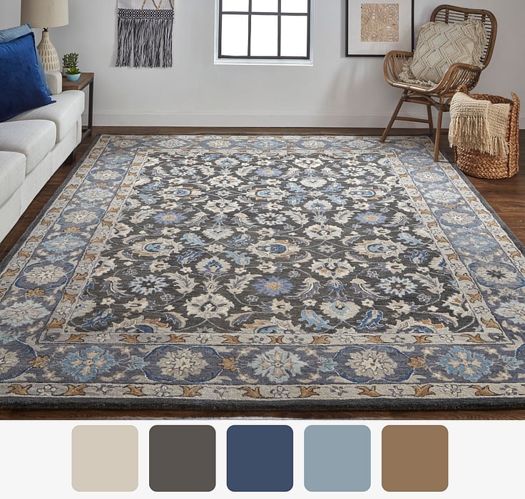 8643F Charcoal Rylan Collection Vintage Lifestyle Rug
