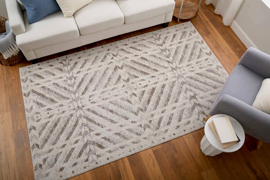 39NQF Beige/Brown Vancouver Collection Mid-Century Modern Lifestyle Rug