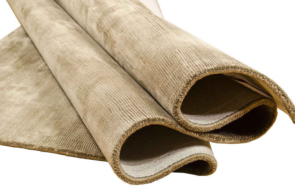 Tan Color Rugs Tencel Ultra-Soft Hand Knotted in India 5' X 8' Rugs for Dining Room