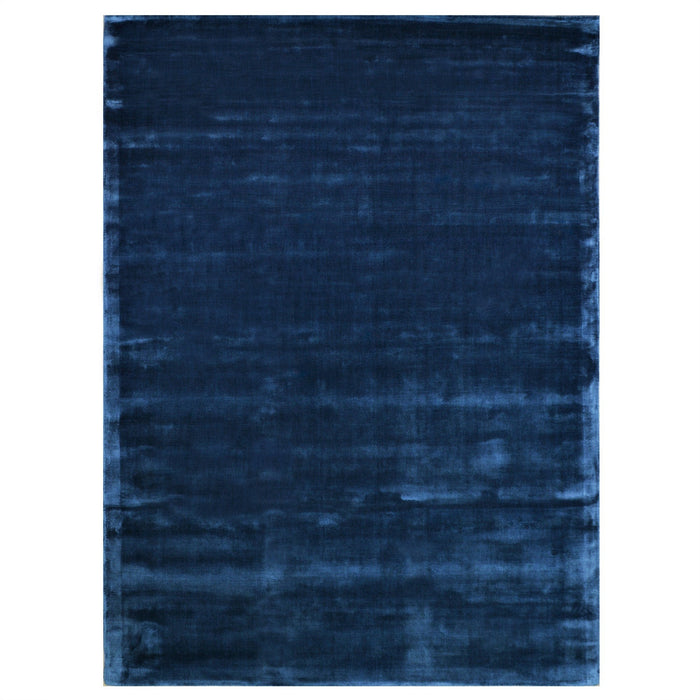 Royal Blue Color Rugs Tencel Ultra-Soft Hand Knotted in India 5' X 8' Rugs for Dining Room