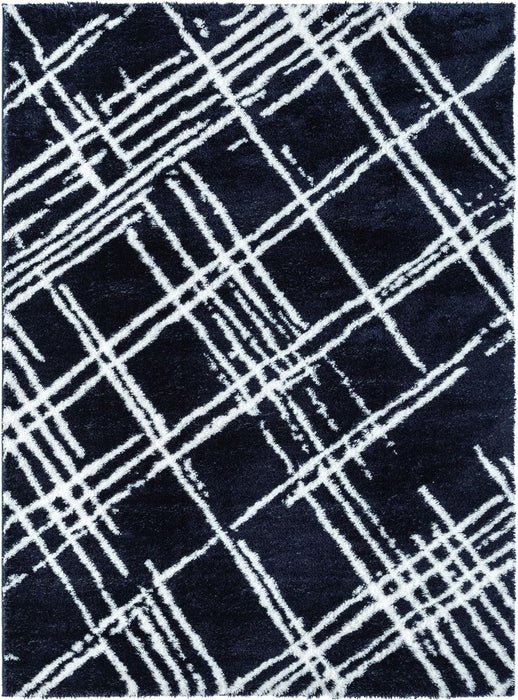 HR Chic Geometric Diamond-Patterned Shag Rug Plush High-Pile Luxury Area Rug in Neutral Grey and White #26229