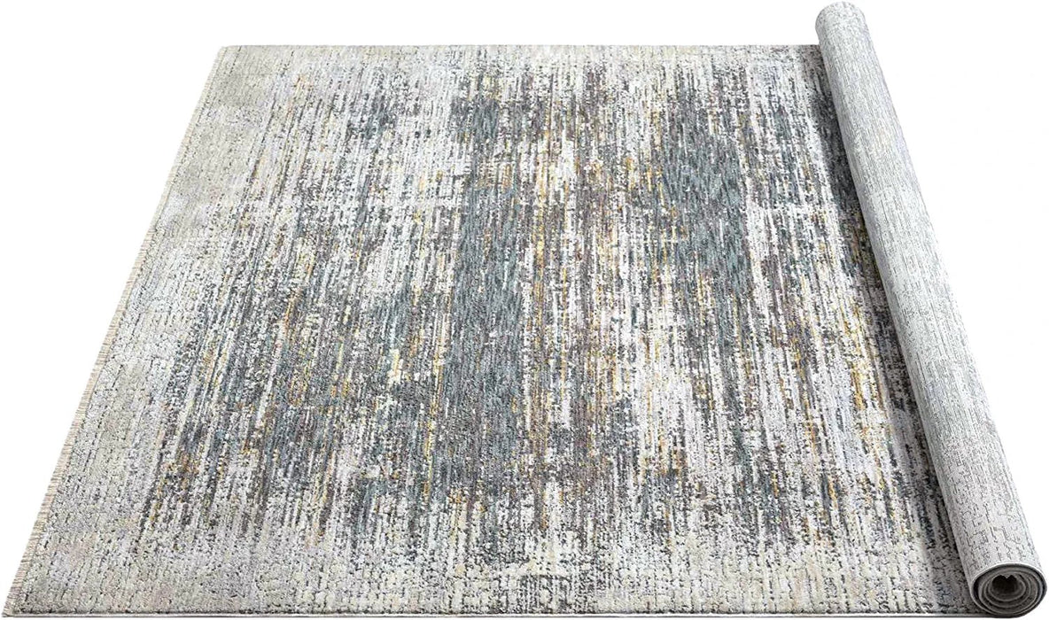 HR Area Rug Abstract , Graphite, Bone #51