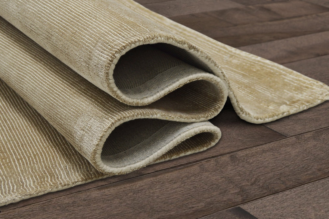 Champagne Color Rugs Tencel Ultra-Soft Hand Knotted in India 9' X 12' Rugs for Dining Room