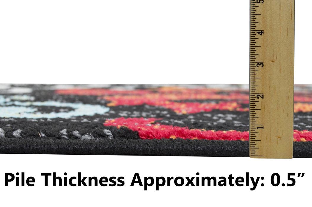 Turquoise/Ivory/Orange/Red/Black  Allover Rug